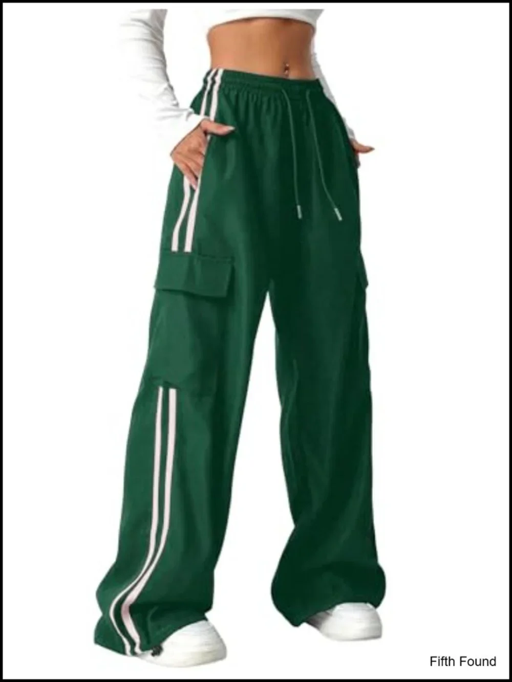Wide Leg Parachute Cargo Sweatpants Drawstring Jogger Pants with Pockets